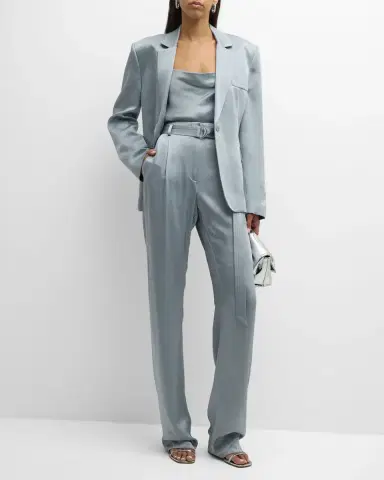 LAPOINTE High-Rise Belted Pleated Straight-Leg Doubleface Satin Pants | Thumbnail 2 LAPOINTE High-Rise Belted Pleated Straight-Leg Doubleface Satin Pants | Thumbnail 2