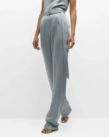 LAPOINTE High-Rise Belted Pleated Straight-Leg Doubleface Satin Pants | Thumbnail 6 LAPOINTE High-Rise Belted Pleated Straight-Leg Doubleface Satin Pants | Thumbnail 6