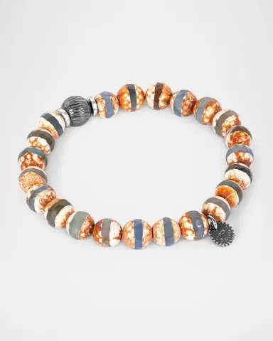 Tateossian Men's Brown Agate Beaded Bracelet | Thumbnail 3 Tateossian Men's Brown Agate Beaded Bracelet | Thumbnail 3