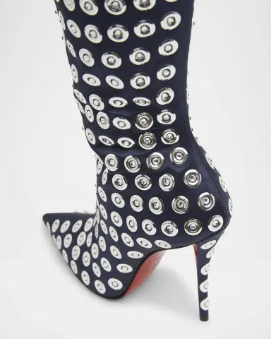 Christian Louboutin 100mm Miss Z Crystal Silk Knee Boots | Thumbnail 4 Christian Louboutin 100mm Miss Z Crystal Silk Knee Boots | Thumbnail 4