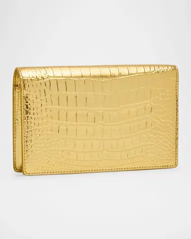 Versace La Medusa Laminated Croc-Embossed Wallet on Chain | Thumbnail 3 Versace La Medusa Laminated Croc-Embossed Wallet on Chain | Thumbnail 3