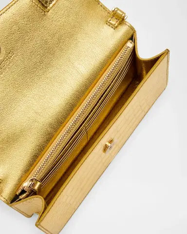 Versace La Medusa Laminated Croc-Embossed Wallet on Chain | Thumbnail 4 Versace La Medusa Laminated Croc-Embossed Wallet on Chain | Thumbnail 4