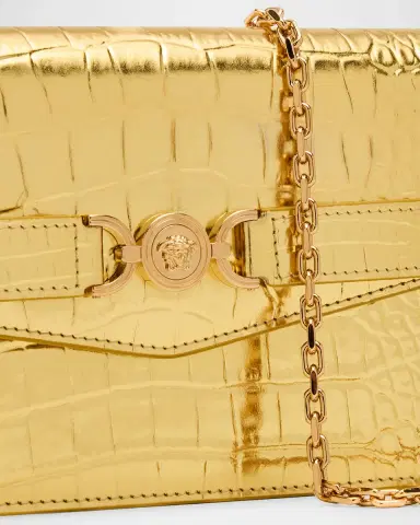 Versace La Medusa Laminated Croc-Embossed Wallet on Chain | Thumbnail 6 Versace La Medusa Laminated Croc-Embossed Wallet on Chain | Thumbnail 6