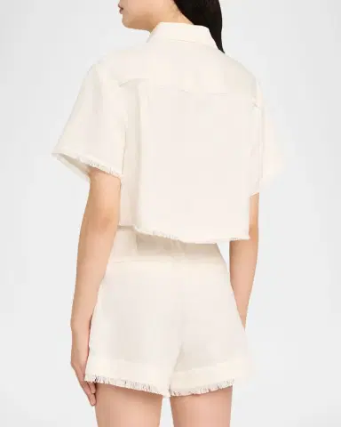 SIMKHAI Solange Short-Sleeve Cropped Shirt | Thumbnail 2 SIMKHAI Solange Short-Sleeve Cropped Shirt | Thumbnail 2