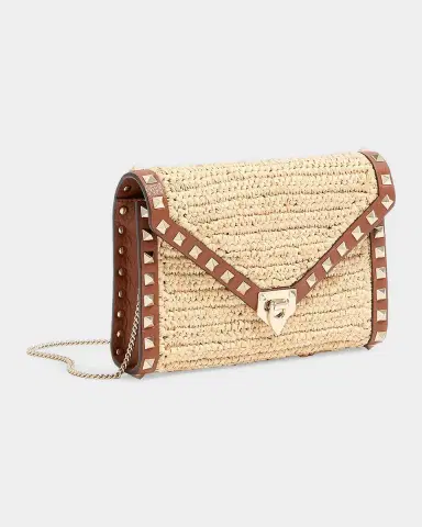 Valentino Garavani Mini Rockstud Raffia Leather-Trim Shoulder Bag | Thumbnail 5 Valentino Garavani Mini Rockstud Raffia Leather-Trim Shoulder Bag | Thumbnail 5