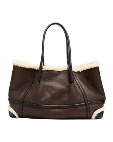 Bottega Veneta Shearling & Two-Tone Leather Shoulder Bag | Thumbnail 1 Bottega Veneta Shearling & Two-Tone Leather Shoulder Bag | Thumbnail 1