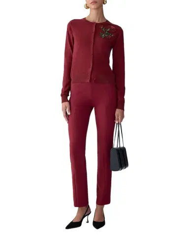 Carolina Herrera Embellished Silk-Cotton Crewneck Cardigan | Thumbnail 1 Carolina Herrera Embellished Silk-Cotton Crewneck Cardigan | Thumbnail 1