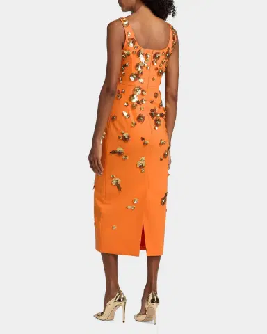 Carolina Herrera Flower Appliqué Sleeveless Midi Dress | Thumbnail 3 Carolina Herrera Flower Appliqué Sleeveless Midi Dress | Thumbnail 3