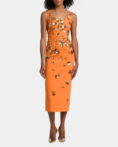 Carolina Herrera Flower Appliqué Sleeveless Midi Dress | Thumbnail 4 Carolina Herrera Flower Appliqué Sleeveless Midi Dress | Thumbnail 4