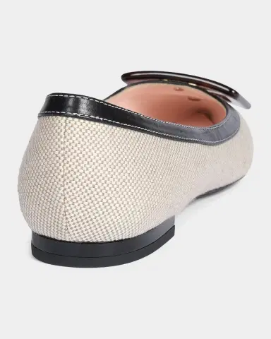 Roger Vivier Gommettine Linen and Leather Ballerina Flats | Thumbnail 2 Roger Vivier Gommettine Linen and Leather Ballerina Flats | Thumbnail 2