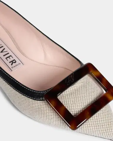 Roger Vivier Gommettine Linen and Leather Ballerina Flats | Thumbnail 3 Roger Vivier Gommettine Linen and Leather Ballerina Flats | Thumbnail 3