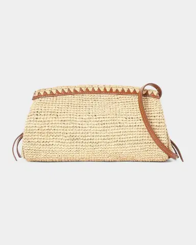 Staud Maude Leather-Trim Raffia Clutch Bag | Thumbnail 2 Staud Maude Leather-Trim Raffia Clutch Bag | Thumbnail 2
