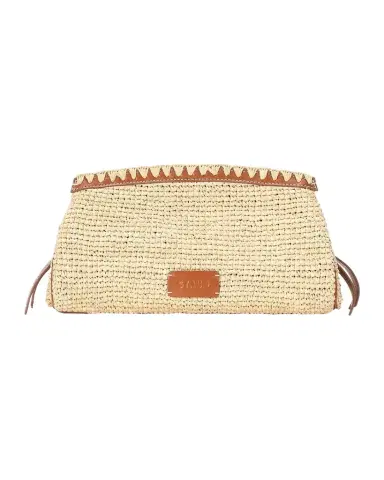 Staud Maude Leather-Trim Raffia Clutch Bag | Thumbnail 1 Staud Maude Leather-Trim Raffia Clutch Bag | Thumbnail 1