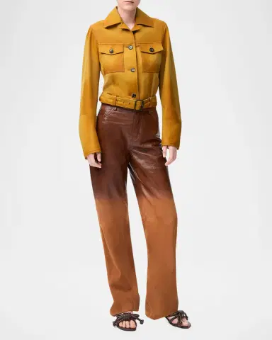 Loewe Degradé Suede Straight-Leg Pants | Thumbnail 2 Loewe Degradé Suede Straight-Leg Pants | Thumbnail 2