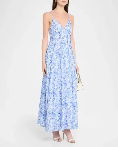 Rosie Assoulin Watercolor Floral-Print Piped Cami Maxi Dress | Thumbnail 4 Rosie Assoulin Watercolor Floral-Print Piped Cami Maxi Dress | Thumbnail 4