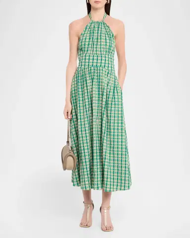 Rosie Assoulin Halter In The Name of Love Seersucker Midi Dress | Thumbnail 2 Rosie Assoulin Halter In The Name of Love Seersucker Midi Dress | Thumbnail 2