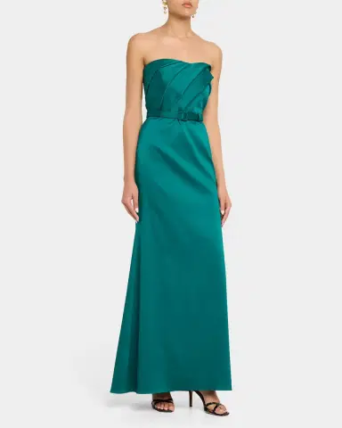 Aidan Mattox Strapless Pleated Stretch Mikado Gown | Thumbnail 4 Aidan Mattox Strapless Pleated Stretch Mikado Gown | Thumbnail 4