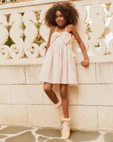 Molo Girl's Caysi Bow-Embellished Organic Cotton Dress | Thumbnail 4 Molo Girl's Caysi Bow-Embellished Organic Cotton Dress | Thumbnail 4