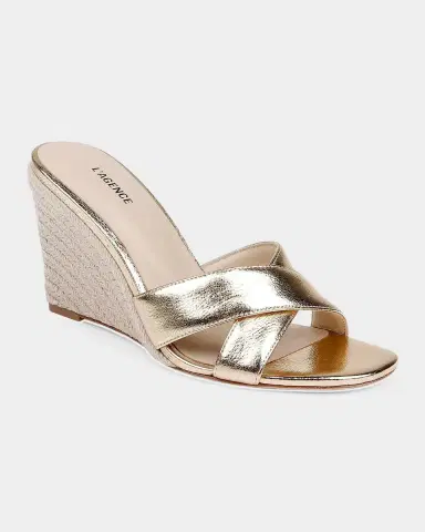 L'Agence Rosaline Crackled Leather Espadrille Wedge Sandals | Thumbnail 4 L'Agence Rosaline Crackled Leather Espadrille Wedge Sandals | Thumbnail 4
