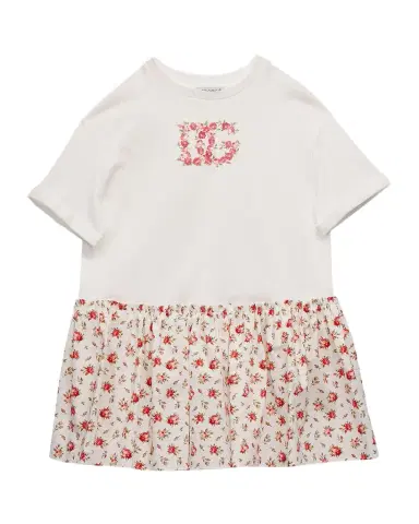 Dolce & Gabbana Girl's DG Logo Rose-Print Combo Dress, Size -14 | Thumbnail 1 Dolce & Gabbana Girl's DG Logo Rose-Print Combo Dress, Size -14 | Thumbnail 1