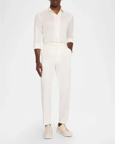 Zegna Men's Premium Cotton Straight-Leg Trousers | Thumbnail 2 Zegna Men's Premium Cotton Straight-Leg Trousers | Thumbnail 2