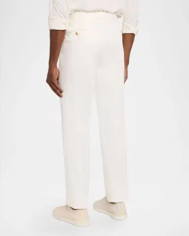 Zegna Men's Premium Cotton Straight-Leg Trousers | Thumbnail 3 Zegna Men's Premium Cotton Straight-Leg Trousers | Thumbnail 3