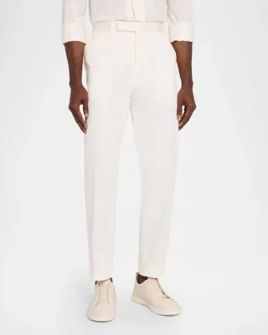 Zegna Men's Premium Cotton Straight-Leg Trousers | Thumbnail 4 Zegna Men's Premium Cotton Straight-Leg Trousers | Thumbnail 4