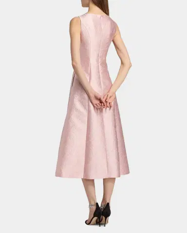 Kay Unger New York June Sleeveless Pleated Jacquard Midi Dress | Thumbnail 3 Kay Unger New York June Sleeveless Pleated Jacquard Midi Dress | Thumbnail 3