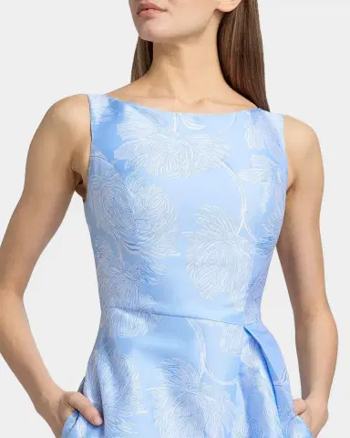 Kay Unger New York Caitlin Pleated Floral Jacquard Gown | Thumbnail 5 Kay Unger New York Caitlin Pleated Floral Jacquard Gown | Thumbnail 5