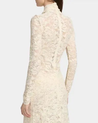Rabanne Crisscross Mock-Neck Lace Long-Sleeve Top | Thumbnail 2 Rabanne Crisscross Mock-Neck Lace Long-Sleeve Top | Thumbnail 2