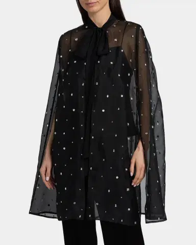 Carolyn Rowan Hand-Embroidered Silk Organza Cape | Thumbnail 4 Carolyn Rowan Hand-Embroidered Silk Organza Cape | Thumbnail 4