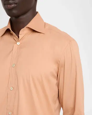 Kiton Men's Solid Cotton Sport Shirt | Thumbnail 5 Kiton Men's Solid Cotton Sport Shirt | Thumbnail 5