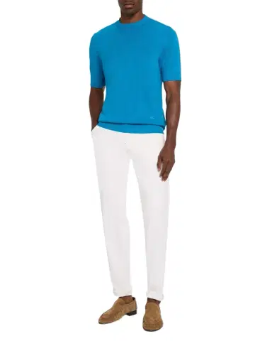 Isaia Men's Linen-Silk Short-Sleeve Shirt, Teal | Thumbnail 1 Isaia Men's Linen-Silk Short-Sleeve Shirt, Teal | Thumbnail 1