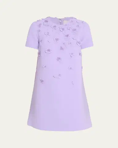 Carolina Herrera Carnation Embroidered Short-Sleeve Mini Dress | Thumbnail 4 Carolina Herrera Carnation Embroidered Short-Sleeve Mini Dress | Thumbnail 4