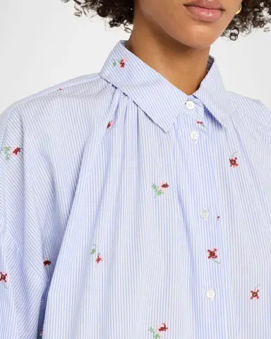 Weekend Max Mara Striped Floral-Embroidered Cotton Shirt | Thumbnail 5 Weekend Max Mara Striped Floral-Embroidered Cotton Shirt | Thumbnail 5