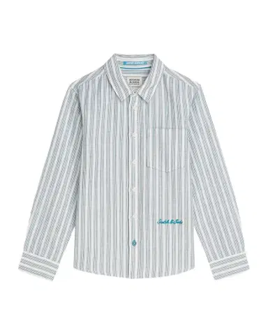Scotch & Soda Boy's Striped Linen Cotton Shirt, Size 4 | Thumbnail 1 Scotch & Soda Boy's Striped Linen Cotton Shirt, Size 4 | Thumbnail 1