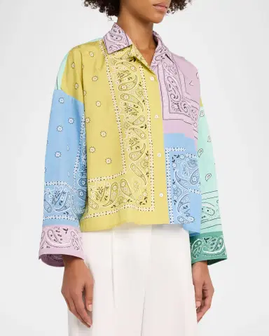 Weekend Max Mara Lampone Patchwork Bandana Cotton Shirt | Thumbnail 4 Weekend Max Mara Lampone Patchwork Bandana Cotton Shirt | Thumbnail 4