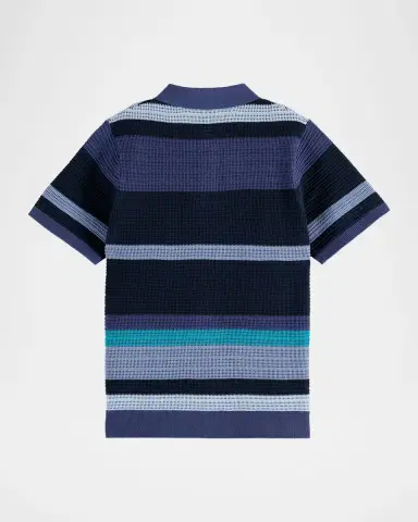 Scotch & Soda Boy's Structured Knit Striped Polo Shirt, Size 4 | Thumbnail 2 Scotch & Soda Boy's Structured Knit Striped Polo Shirt, Size 4 | Thumbnail 2