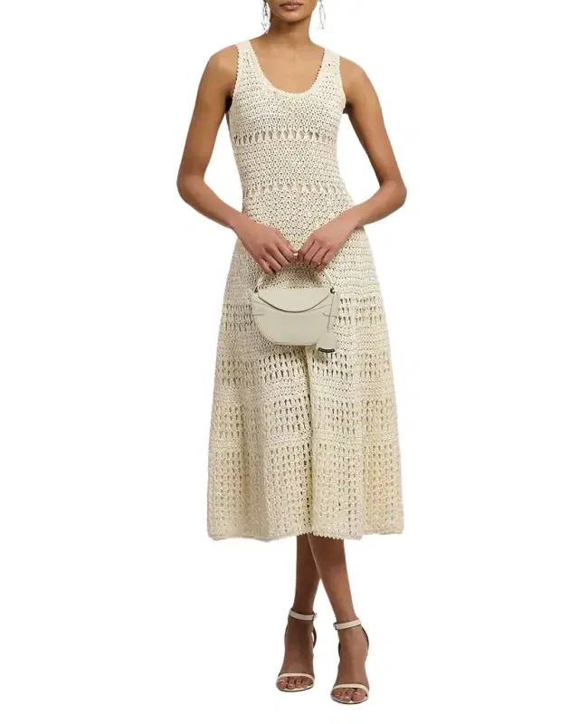 Sleeveless Crochet Knit Midi Dress Sleeveless Crochet Knit Midi Dress
