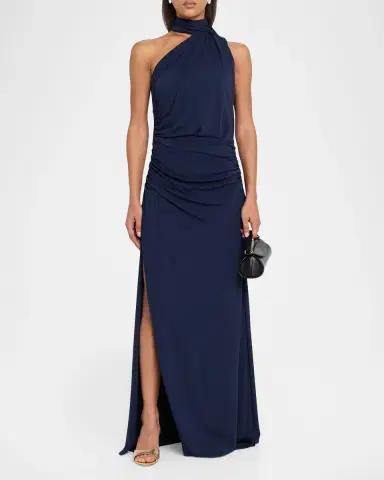 Simkhai Moira Draped Mock-Neck Jersey Gown | Thumbnail 2 Simkhai Moira Draped Mock-Neck Jersey Gown | Thumbnail 2