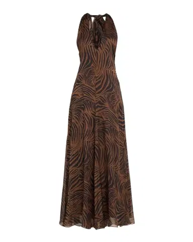 Max Mara Studio Alice Zebra-Print Silk Halter Maxi Dress | Thumbnail 1 Max Mara Studio Alice Zebra-Print Silk Halter Maxi Dress | Thumbnail 1
