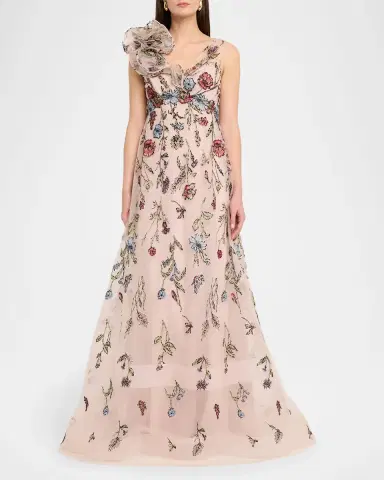 Rickie Freeman for Teri Jon Floral-Embroidered Tulle Gown | Thumbnail 2 Rickie Freeman for Teri Jon Floral-Embroidered Tulle Gown | Thumbnail 2