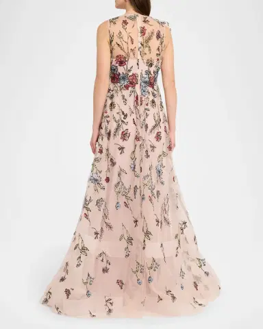 Rickie Freeman for Teri Jon Floral-Embroidered Tulle Gown | Thumbnail 3 Rickie Freeman for Teri Jon Floral-Embroidered Tulle Gown | Thumbnail 3