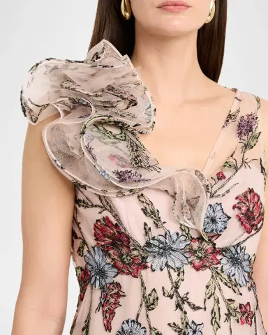 Rickie Freeman for Teri Jon Floral-Embroidered Tulle Gown | Thumbnail 5 Rickie Freeman for Teri Jon Floral-Embroidered Tulle Gown | Thumbnail 5