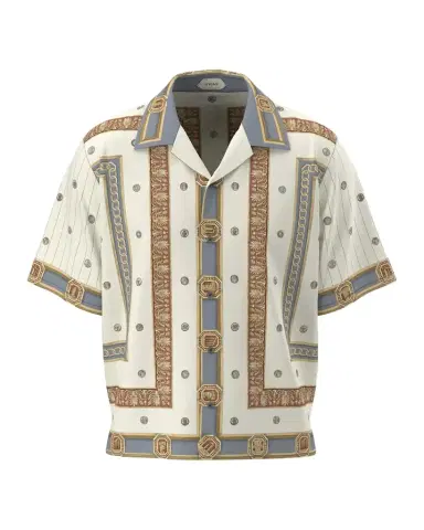 Versace Men's The Ringmaster Silk Twill Short-Sleeve Shirt | Thumbnail 1 Versace Men's The Ringmaster Silk Twill Short-Sleeve Shirt | Thumbnail 1