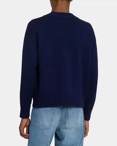 Ami Paris Men 's Intarsia Ami De Coeur Wool and Cotton Knit Cardigan | Thumbnail 2 Ami Paris Men 's Intarsia Ami De Coeur Wool and Cotton Knit Cardigan | Thumbnail 2