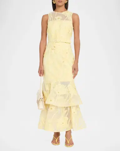 Milly Anna Grand Fleur Floral-Embroidered Maxi Dress | Thumbnail 2 Milly Anna Grand Fleur Floral-Embroidered Maxi Dress | Thumbnail 2
