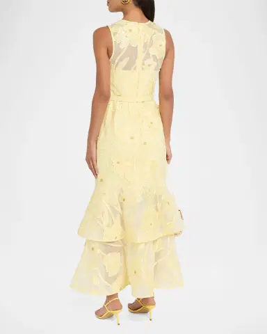 Milly Anna Grand Fleur Floral-Embroidered Maxi Dress | Thumbnail 3 Milly Anna Grand Fleur Floral-Embroidered Maxi Dress | Thumbnail 3