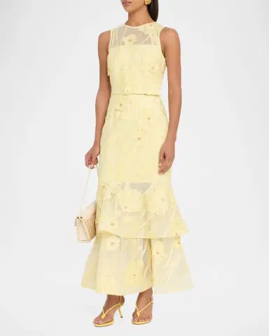 Milly Anna Grand Fleur Floral-Embroidered Maxi Dress | Thumbnail 4 Milly Anna Grand Fleur Floral-Embroidered Maxi Dress | Thumbnail 4