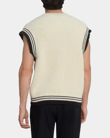 Ami Paris Men's Crochet-Ami De Coeur Wool and Cotton Knit Vest | Thumbnail 3 Ami Paris Men's Crochet-Ami De Coeur Wool and Cotton Knit Vest | Thumbnail 3
